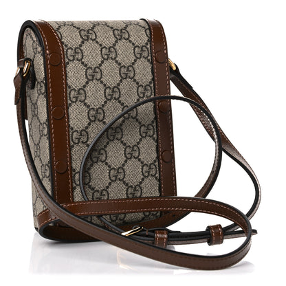 Gucci GG Supreme Monogram Mini Horsebit 1955 Crossbody Bag Beige Brown Sugar 3 of 10