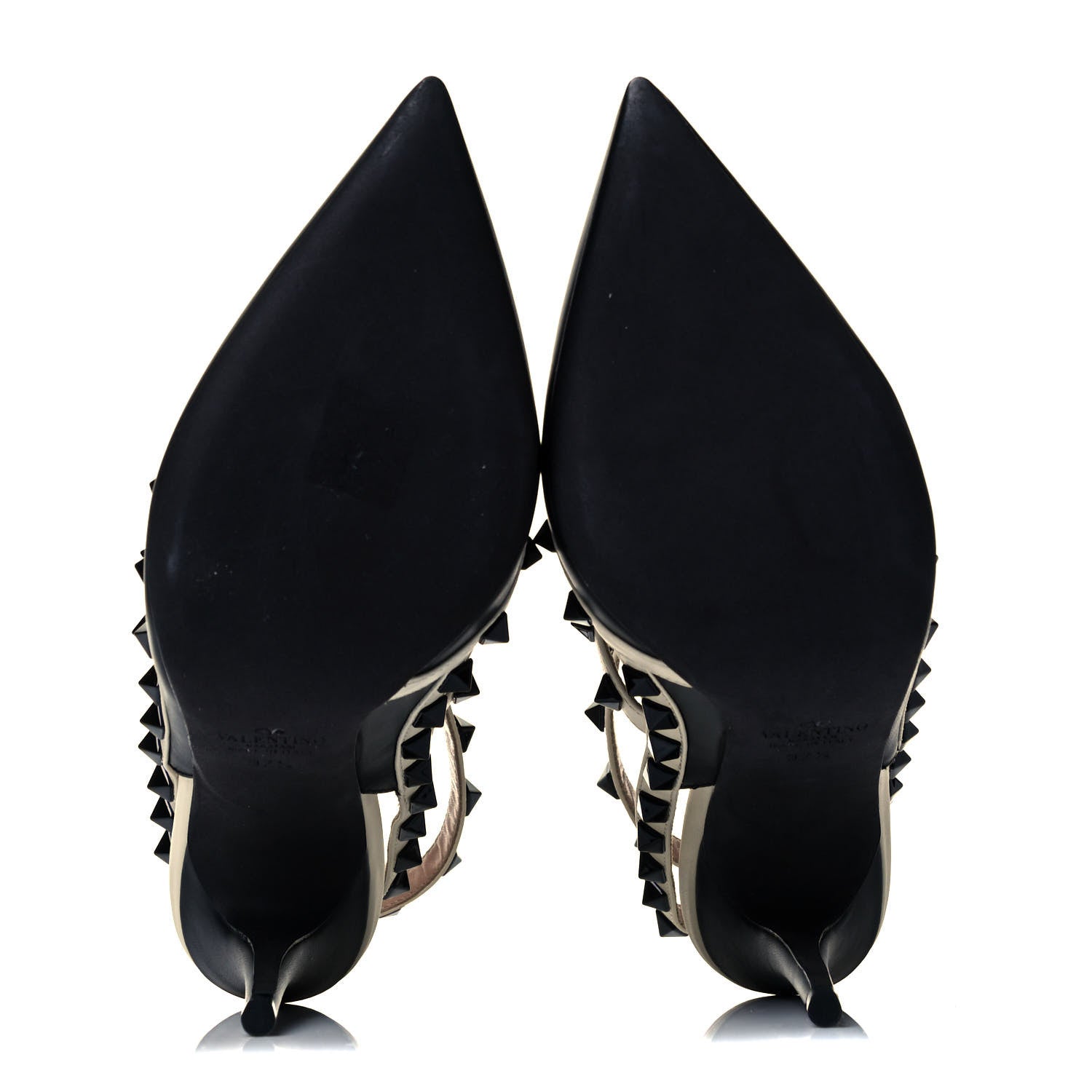 Valentino Garavani Calfskin Rockstud Ankle Strap 100mm Pumps 37.5 Black Light Ivory 5 of 7