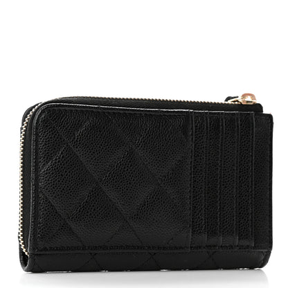 Chanel Caviar Quilted Zip Card Holder Black 3 of 9