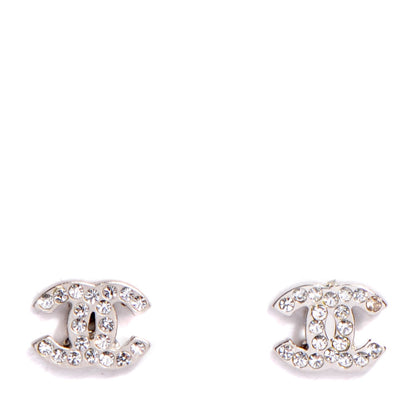 Chanel Crystal Timeless CC Earrings Silver 1 of 4
