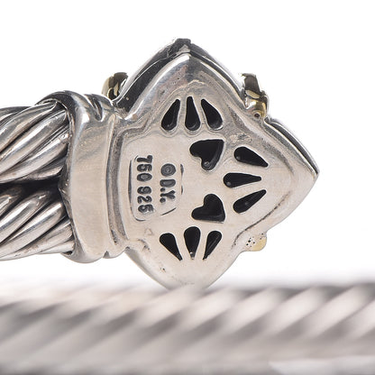 David Yurman Sterling Silver 18K Yellow Gold Black Onyx Ruby 10mm Quatrefoil Cable Bracelet 4 of 5
