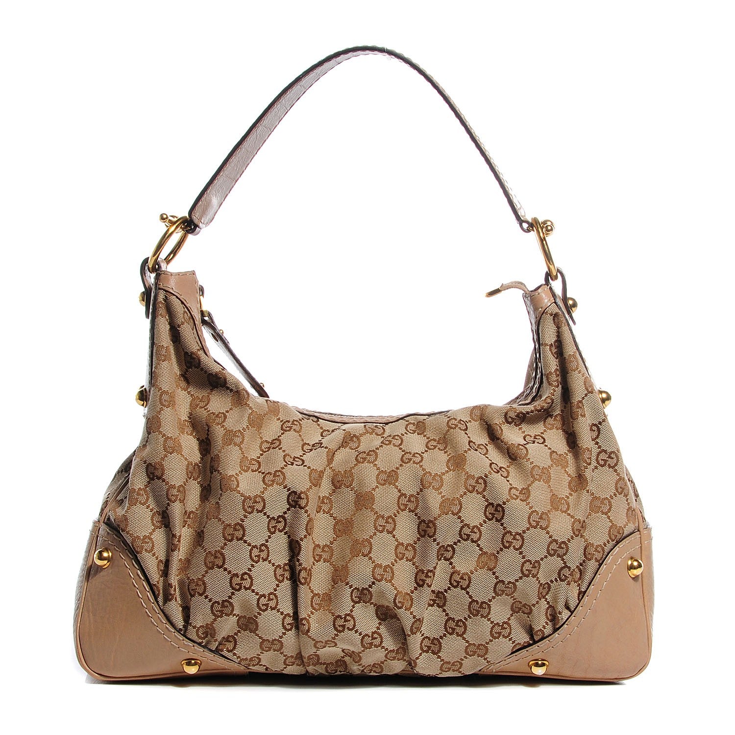 Gucci Monogram Medium Jockey Hobo Beige 1 of 7