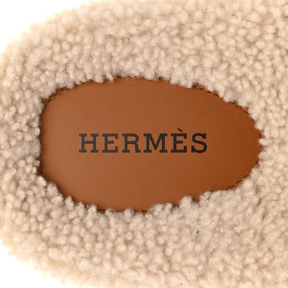 Hermes Suede Goatskin Woolskin Womens Chypre Sandals 40 Naturel Ecru 7 of 10