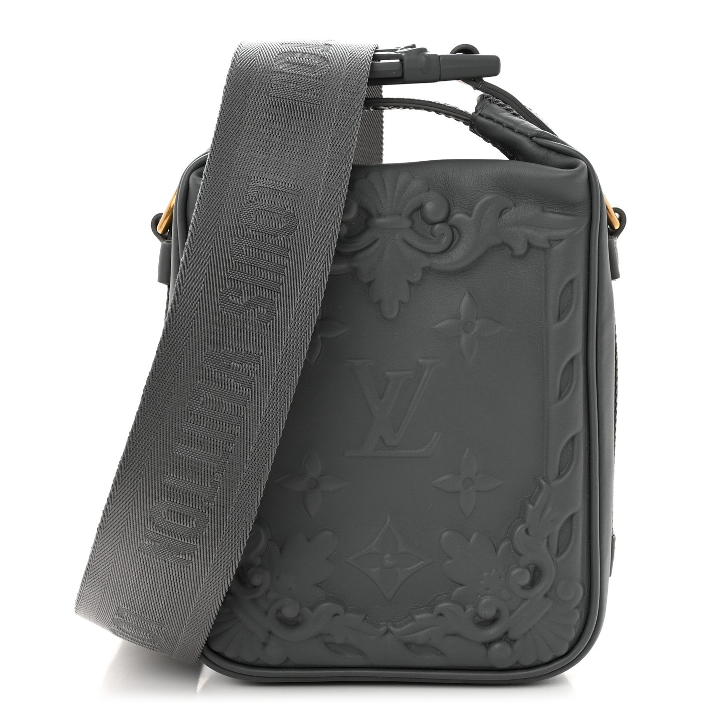 Calfskin Monogram Embossed Cruiser Messenger Dark Shadow Gray
