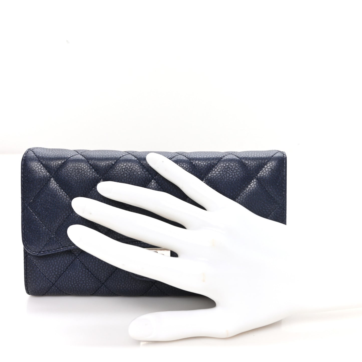 Caviar Quilted Reissue Long Flap Wallet Navy