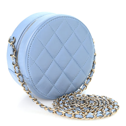 Chanel Lambskin Quilted Round Clutch With Chain Light Blue 3 of 11