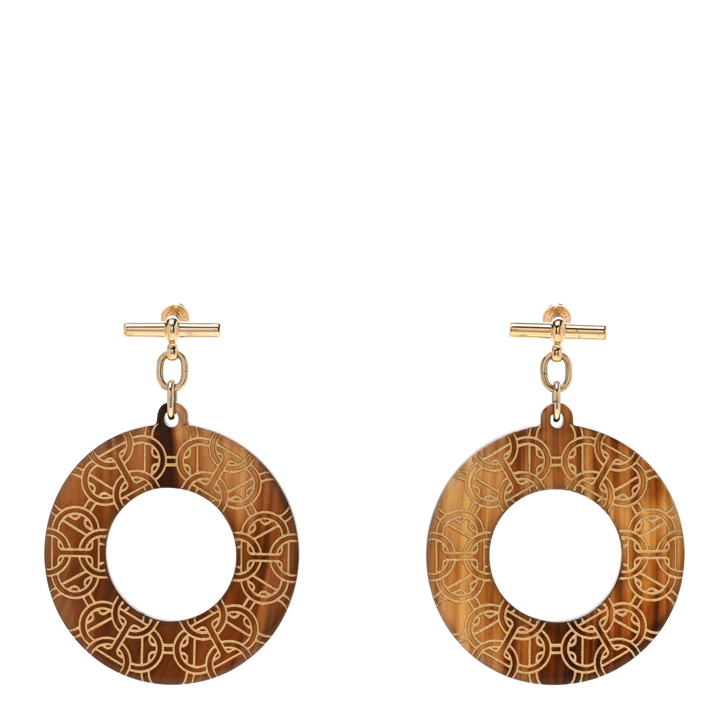 Permabrass Horn Large Chaine d'Ancre Earrings Dore