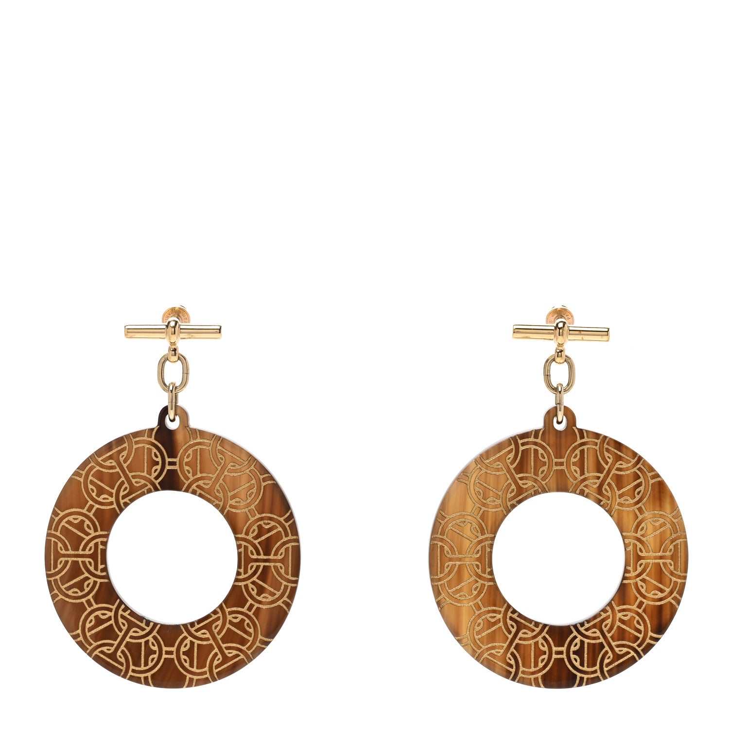 Hermes Permabrass Horn Large Chaine d'Ancre Earrings Dore 1 of 5