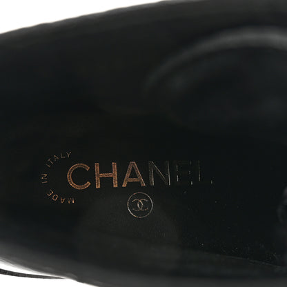 Chanel Shiny Calfskin Velvet Pearl Combat Short Boots 38.5 Black 8 of 9