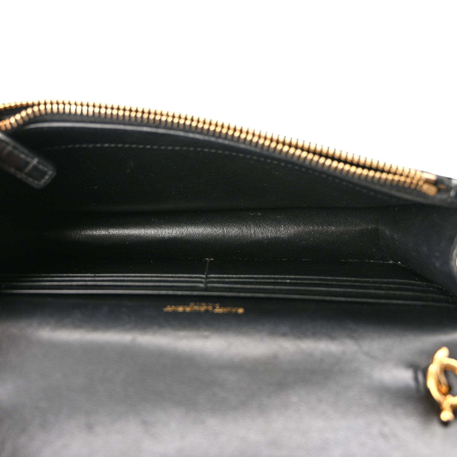 Saint Laurent Calfskin Crocodile Embossed Kate Monogram Tassel Chain Wallet Black 4 of 8