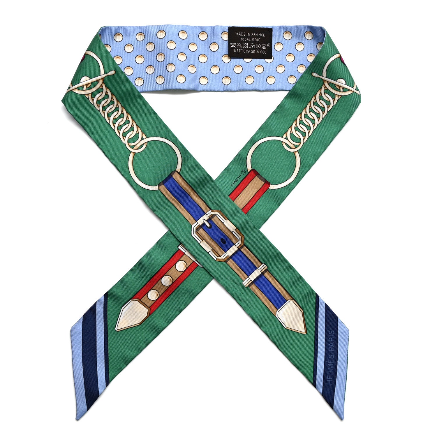 Hermes Silk Grand Tralala Twilly Bleu Ciel Vert 1 of 4
