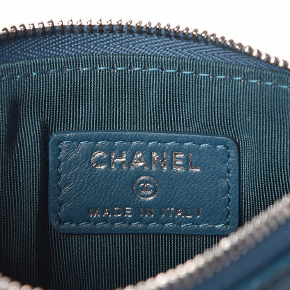 Chanel Lambskin Chevron Quilted Studded Small Cosmetic Case Blue 6 of 8