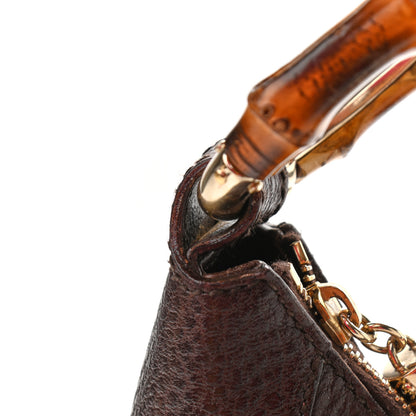Gucci Pebbled Calfskin Half Moon Bamboo Ring Hobo Dark Brown 11 of 19
