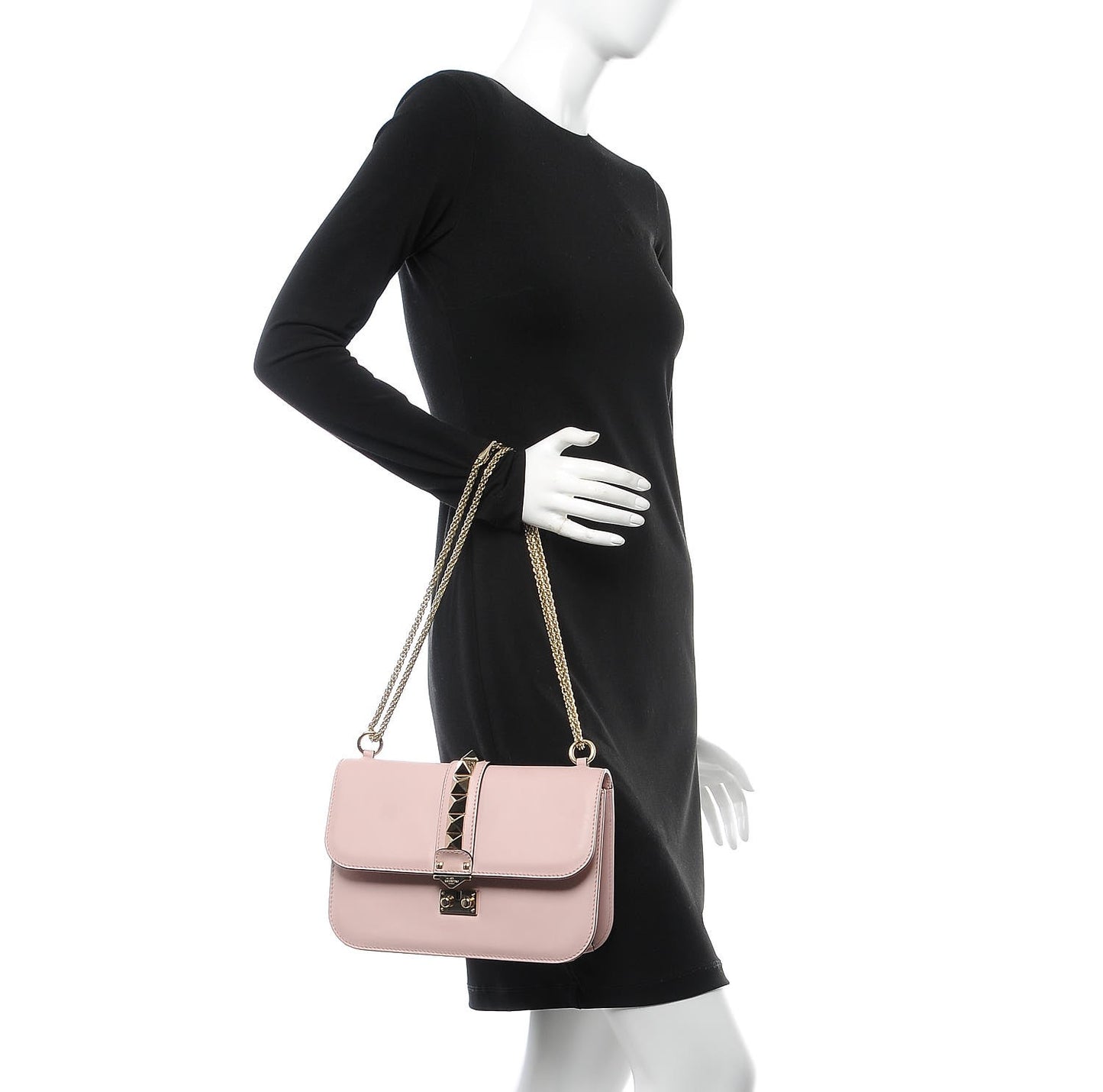 Vitello Medium Glam Lock Rockstud Flap Water Rose
