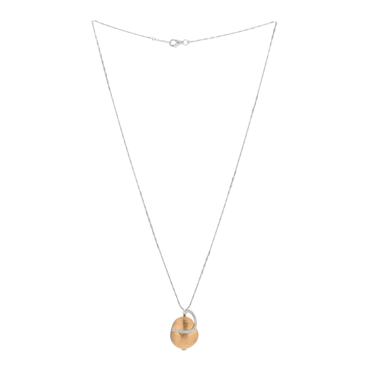 Roberto Coin 18K Yellow White Gold Diamond Nugget Pendant Necklace 2 of 4