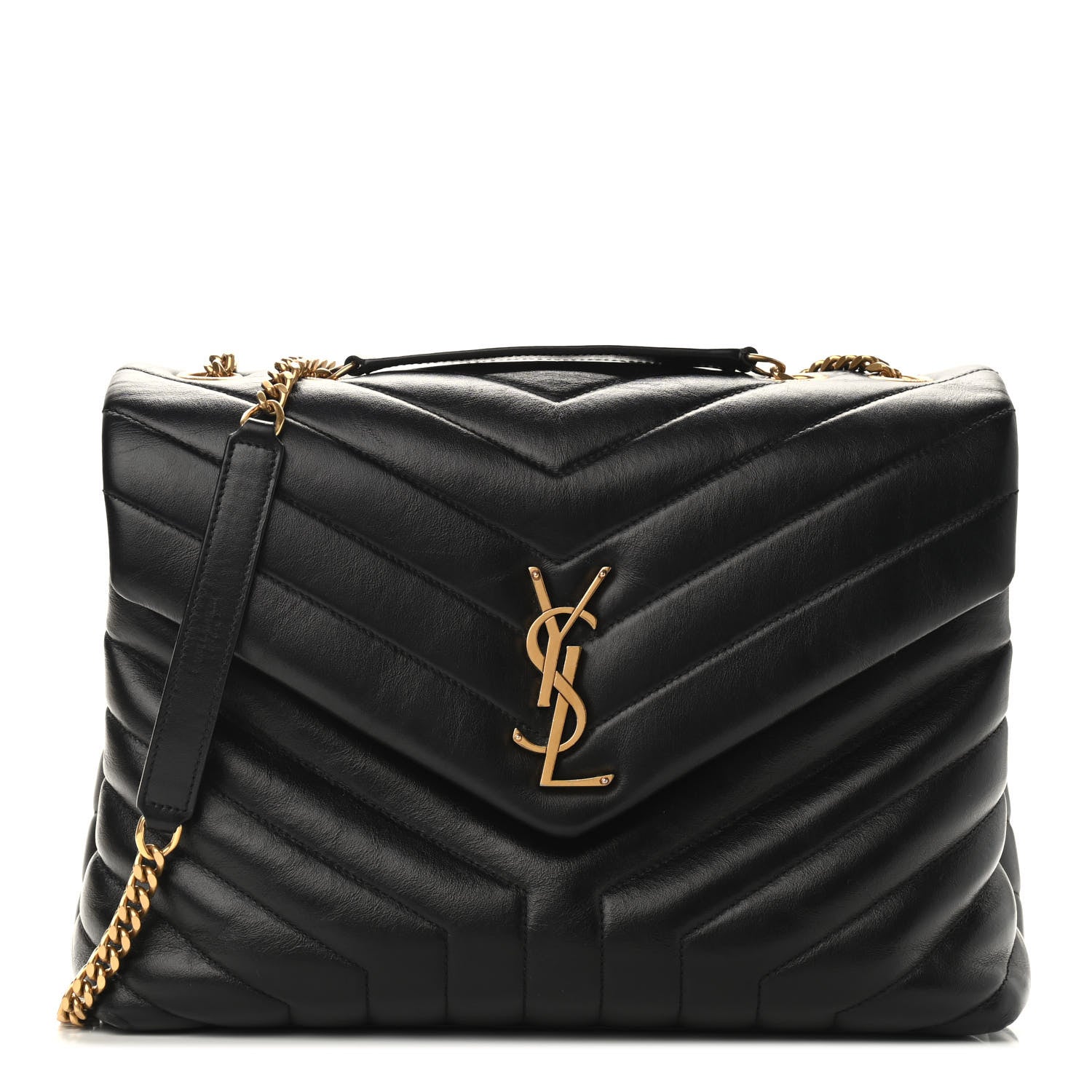 Saint Laurent Calfskin Y Quilted Monogram Medium Loulou Chain Satchel Black 1 of 9