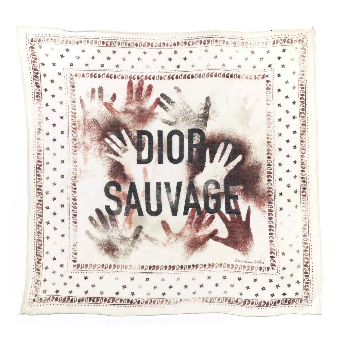Cotton Cashmere Sauvage Square Scarf White Multicolor