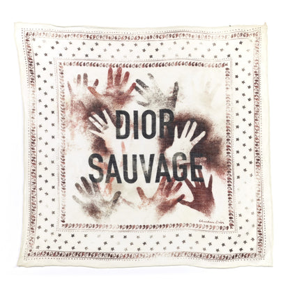 Christian Dior Cotton Cashmere Sauvage Square Scarf White Multicolor 1 of 4