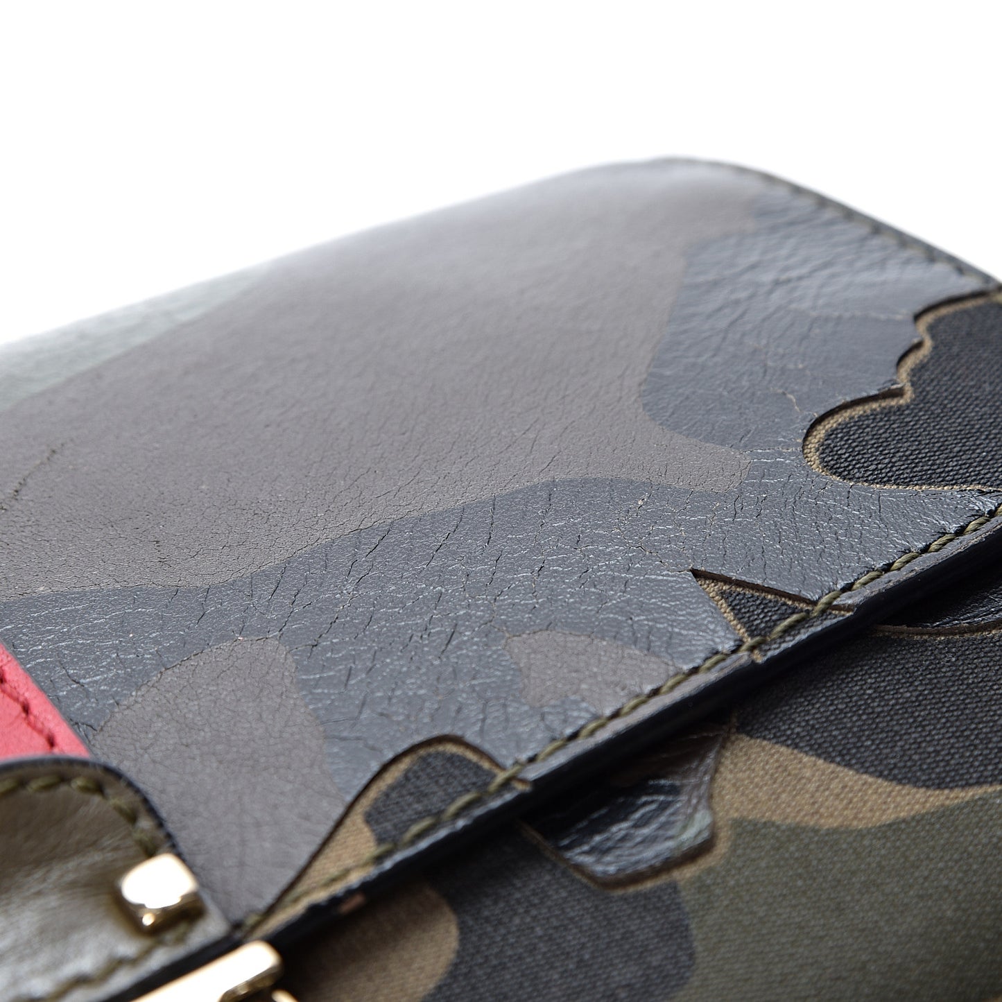 Nappa Canvas Camouflage Medium Glam Lock Rockstud Flap Verde