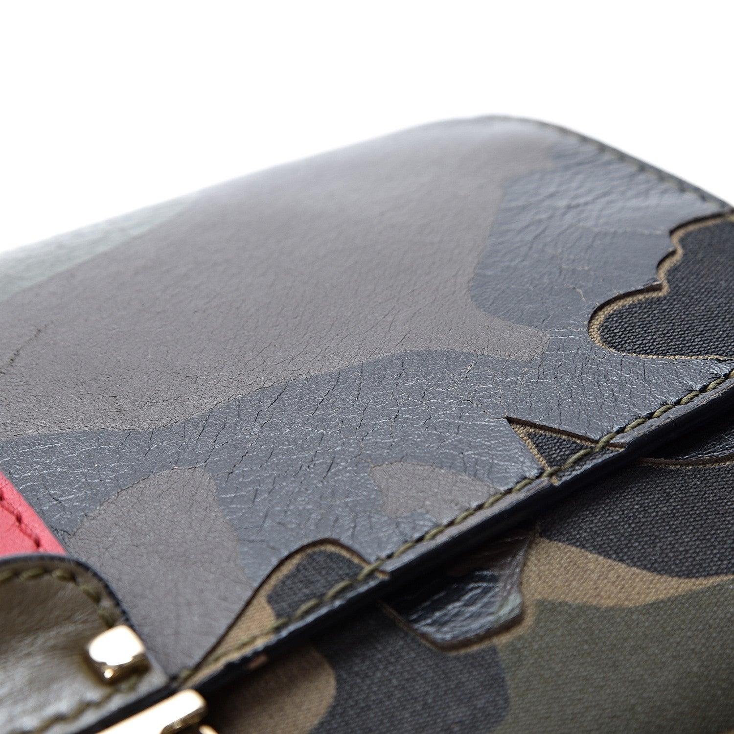 Valentino Garavani Nappa Canvas Camouflage Medium Glam Lock Rockstud Flap Verde 12 of 13