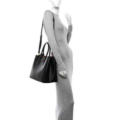 Prada Saffiano Cuir Large Double Bag Black Fuoco 2 of 14