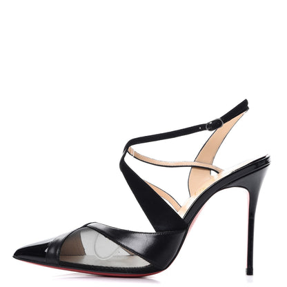 Christian Louboutin Patent Kid Suede Mesh Evoluta 100 Pumps 35.5 Black 1 of 8