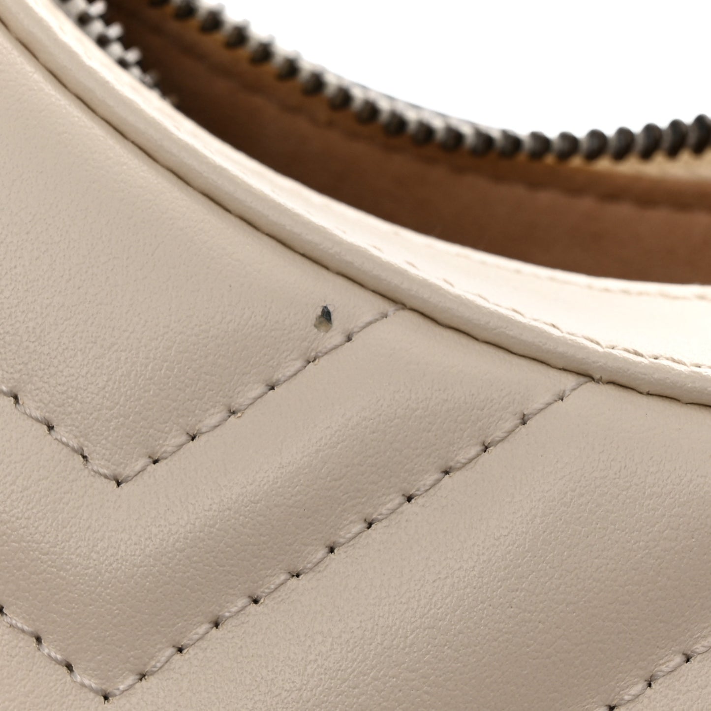 Calfskin Matelasse Chevron Mini GG Marmont Half Moon Hobo Mystic White