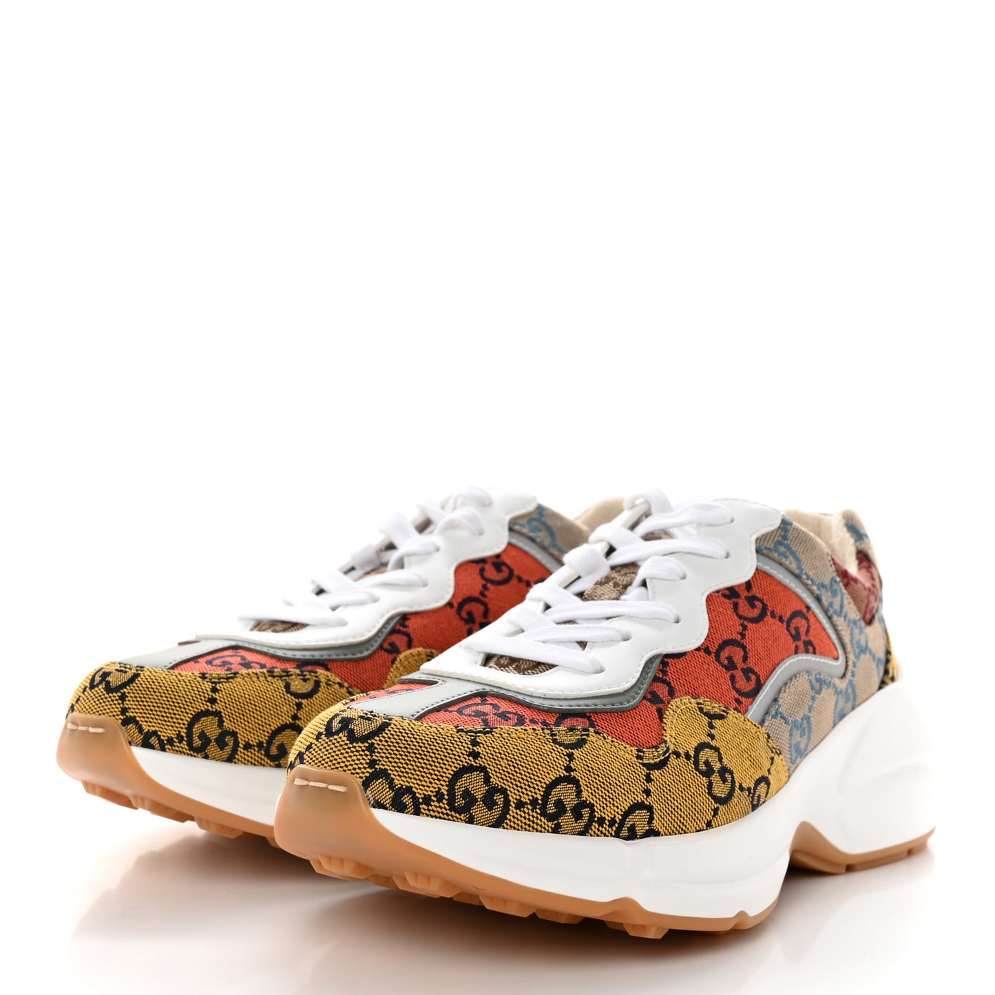 Monogram Multicolor Demetra Womens Rhyton Sneakers 38 Yellow Blue Great White Tabasco