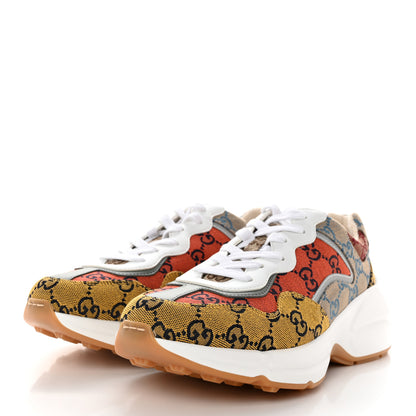 Gucci Monogram Multicolor Demetra Womens Rhyton Sneakers 38 Yellow Blue Great White Tabasco 3 of 7
