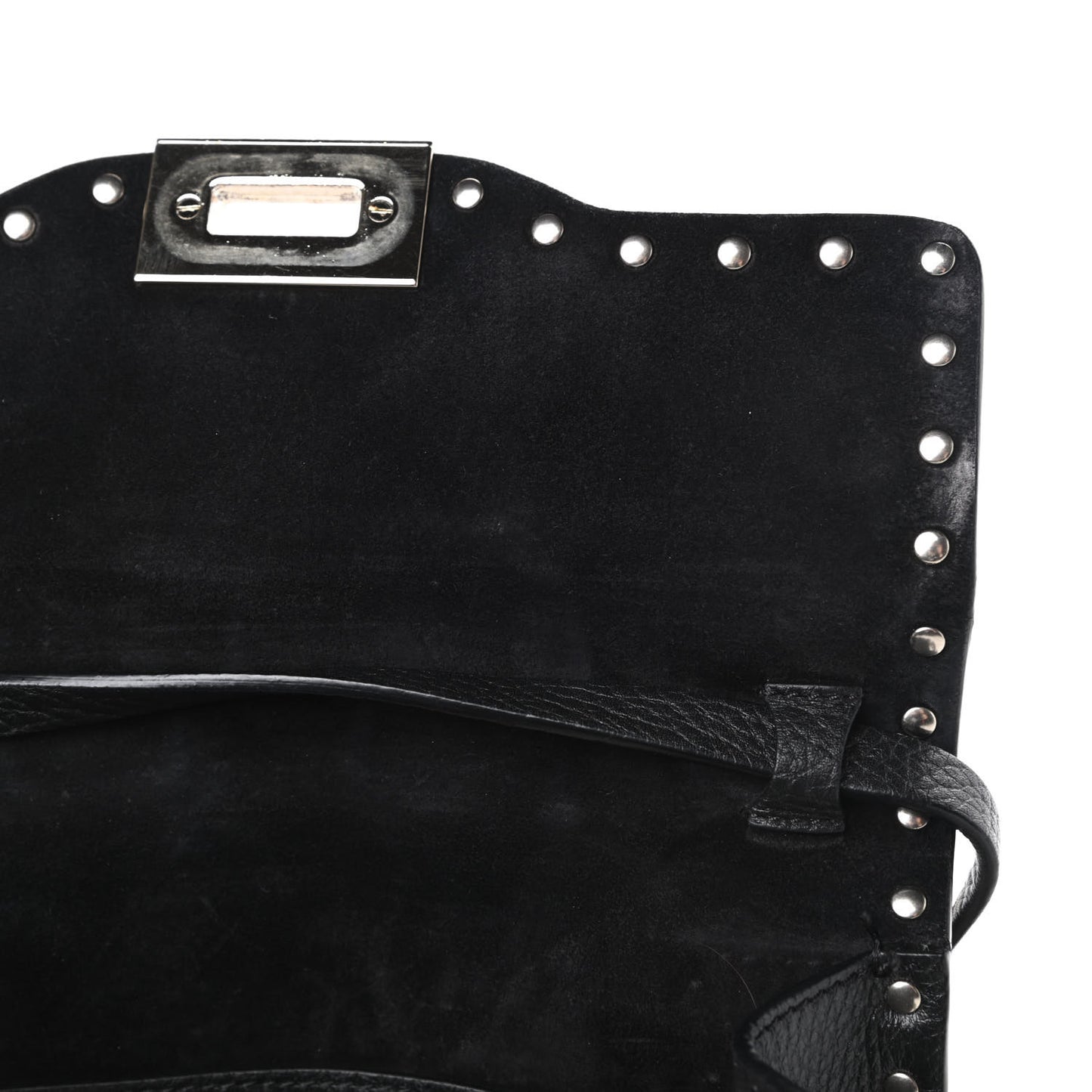 Pebbled Calfskin Medium Rockstud Flip Lock Crossbody Bag Black