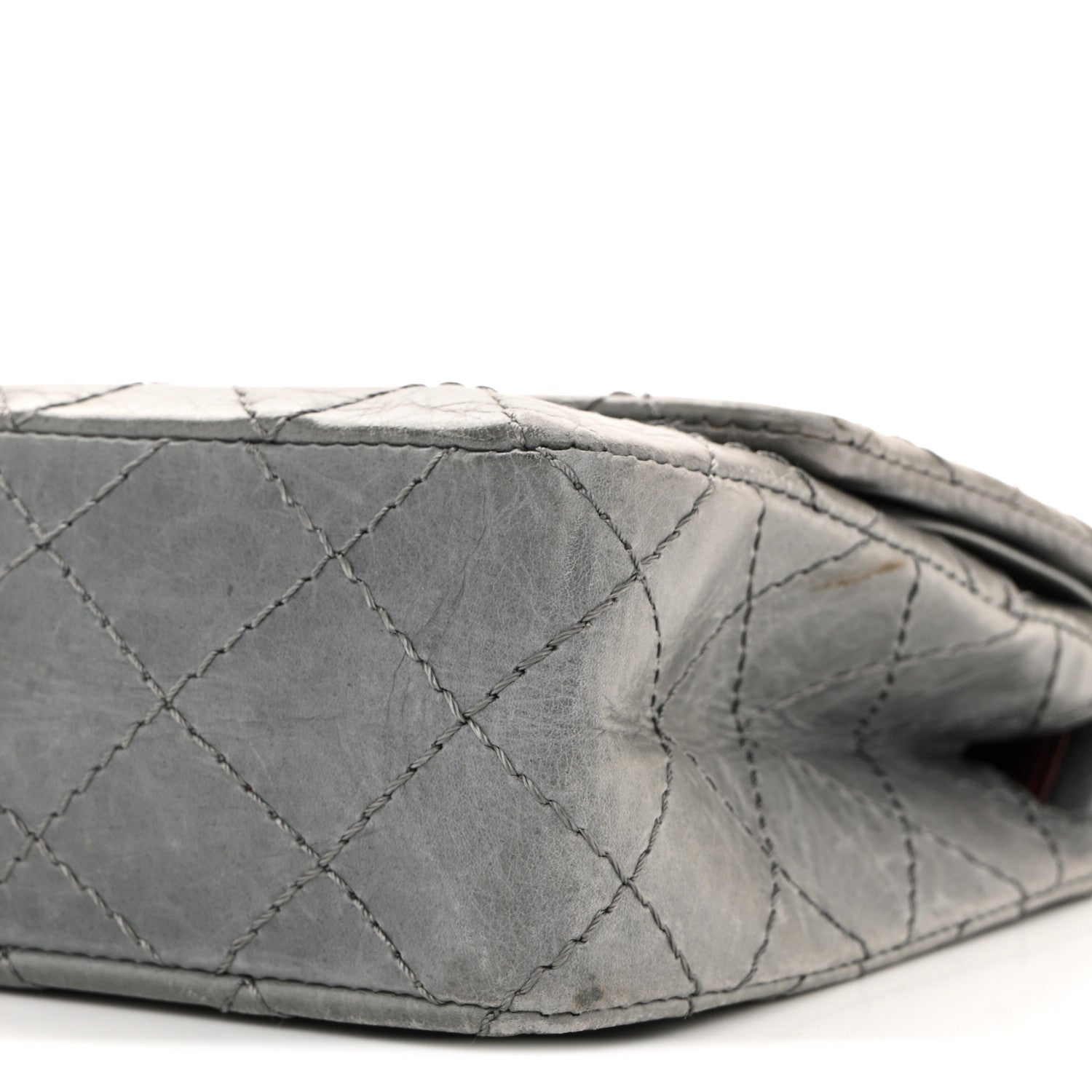Chanel Aged Calfskin Quilted 50th Anniversary 2.55 Reissue Flap 225 Grey 10 of 14
