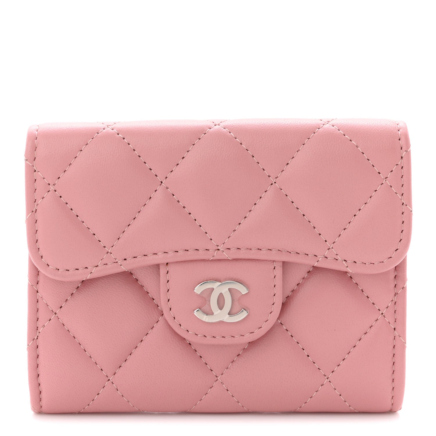 Chanel Lambskin Quilted Flap Card Holder Pink 1 of 8