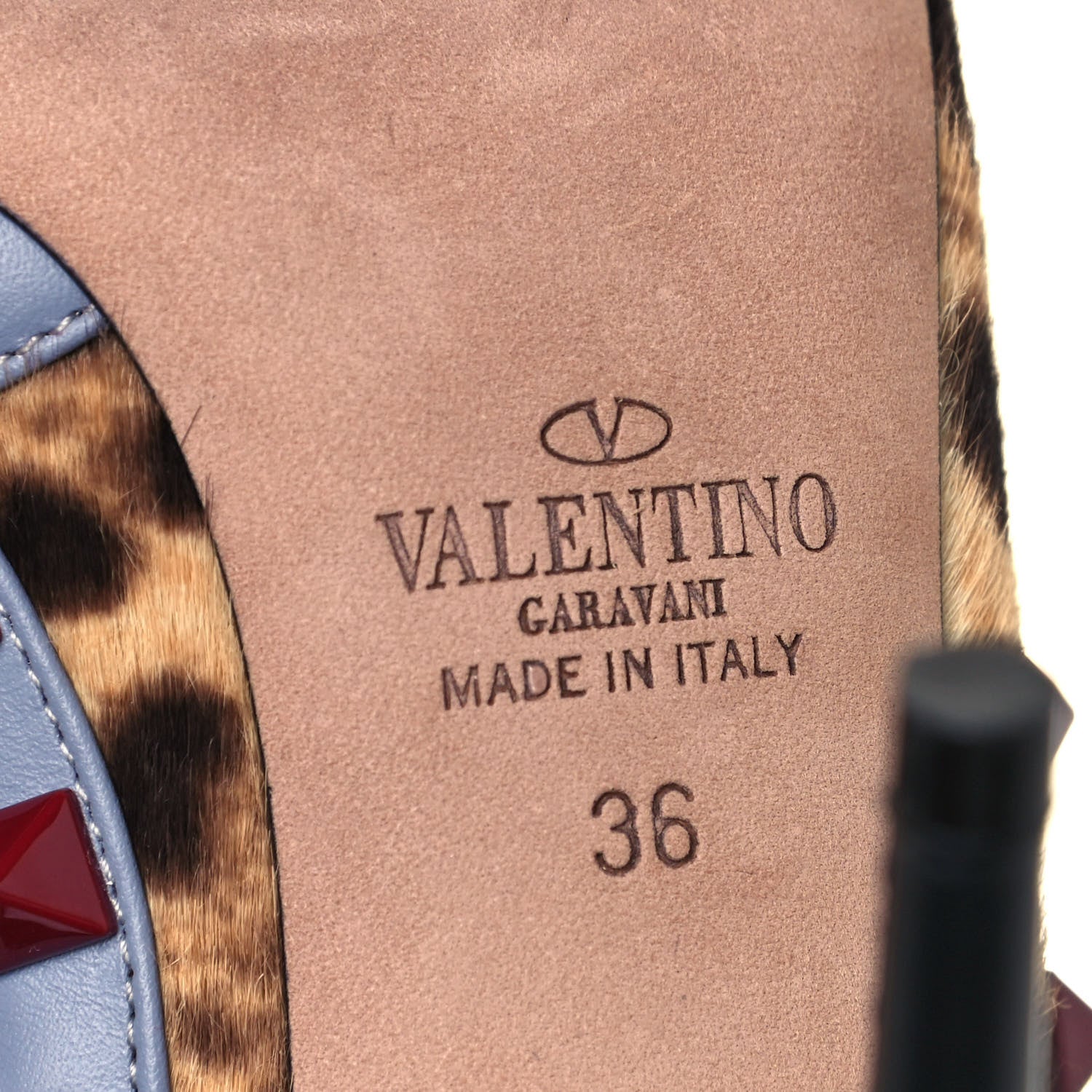 Valentino Garavani Pony Hair Leopard Print Rockstud Ankle Strap Pumps 36 Champagne Testa di Moro 6 of 10