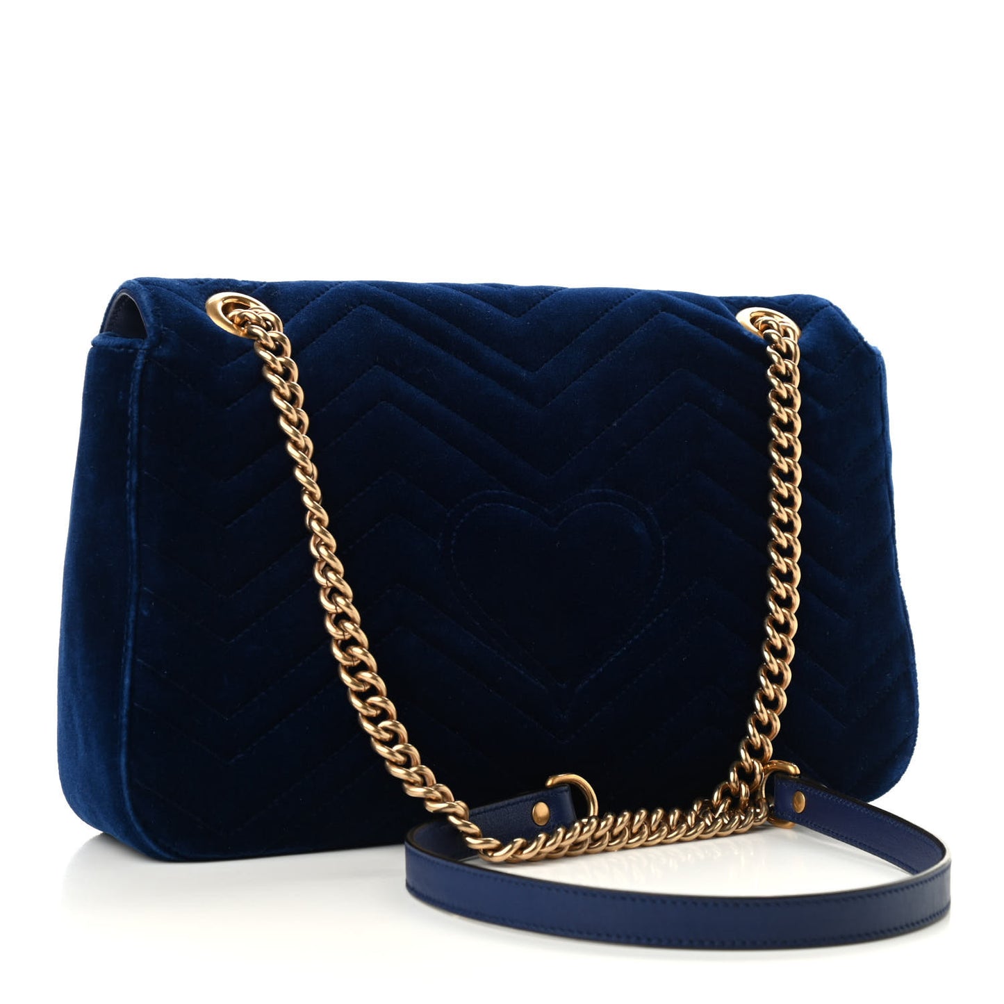 Velvet Matelasse Medium GG Marmont Shoulder Bag Cobalt Blue