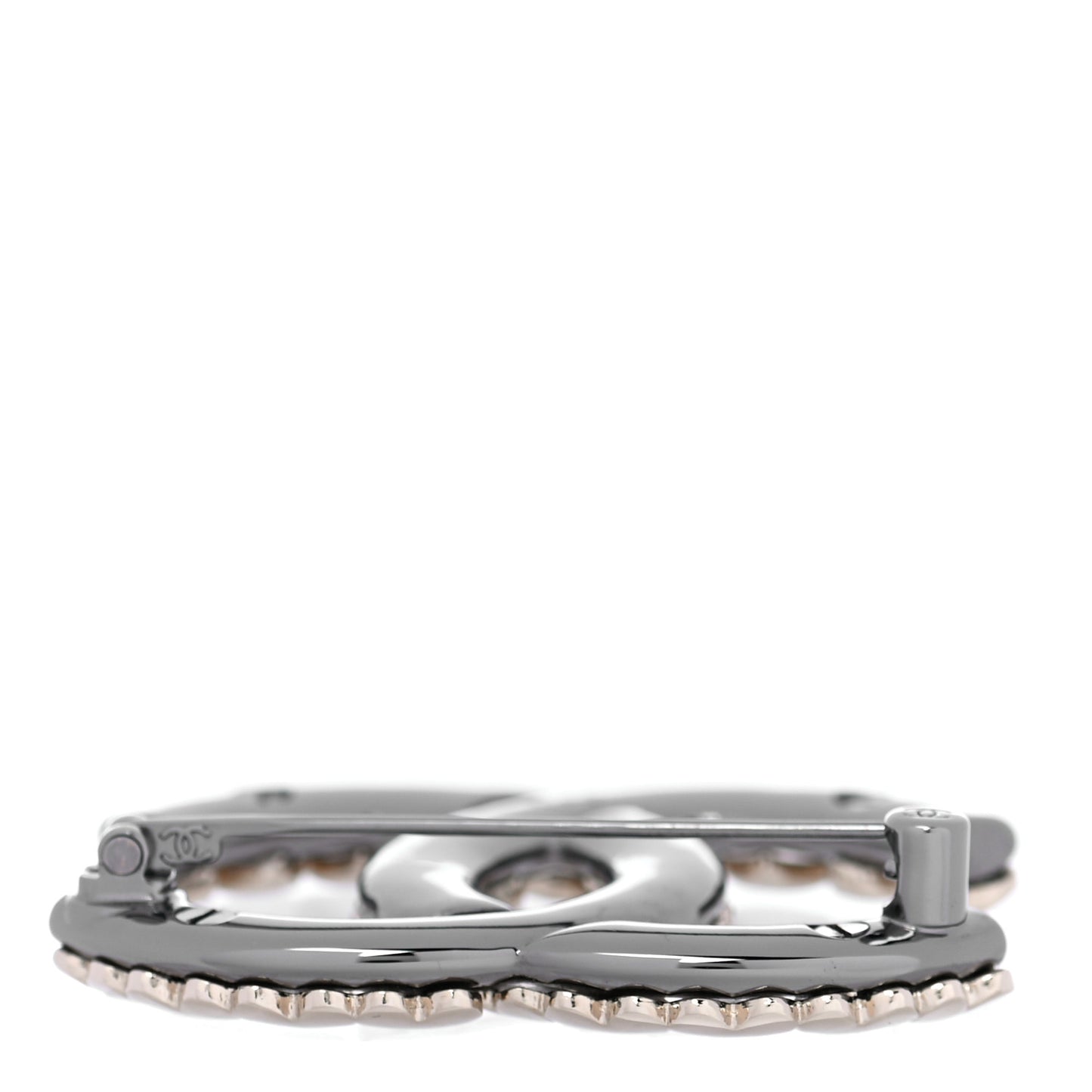 Metal CC Heart Brooch Gold Silver