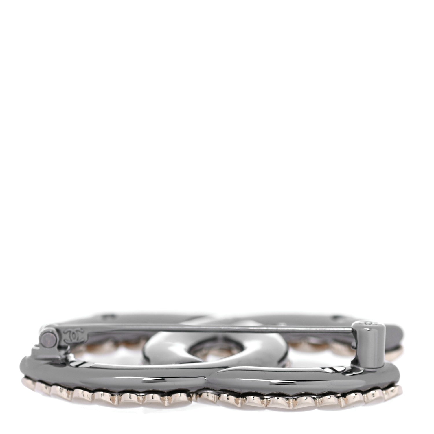 Chanel Metal CC Heart Brooch Gold Silver 3 of 5