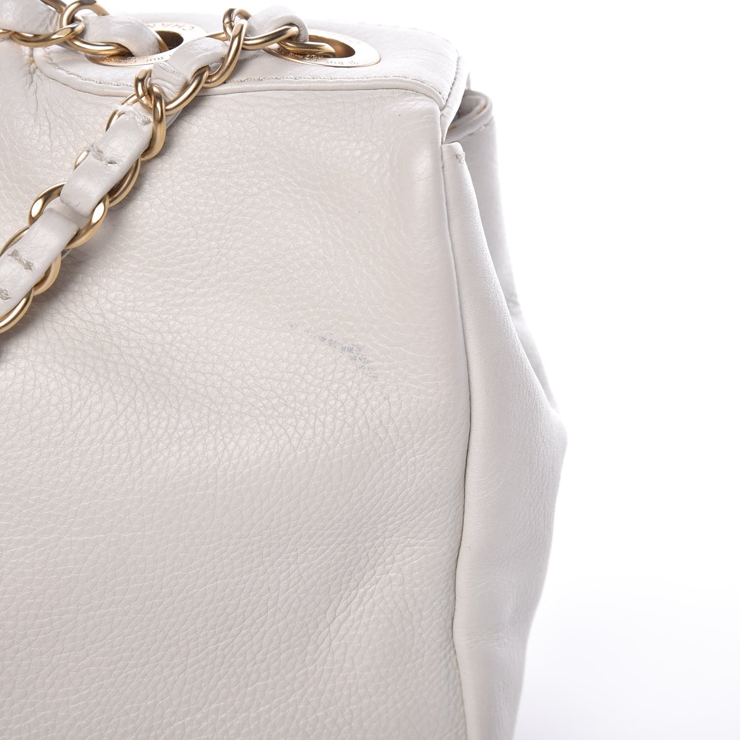 Calfskin Metal Mosaic Flap White