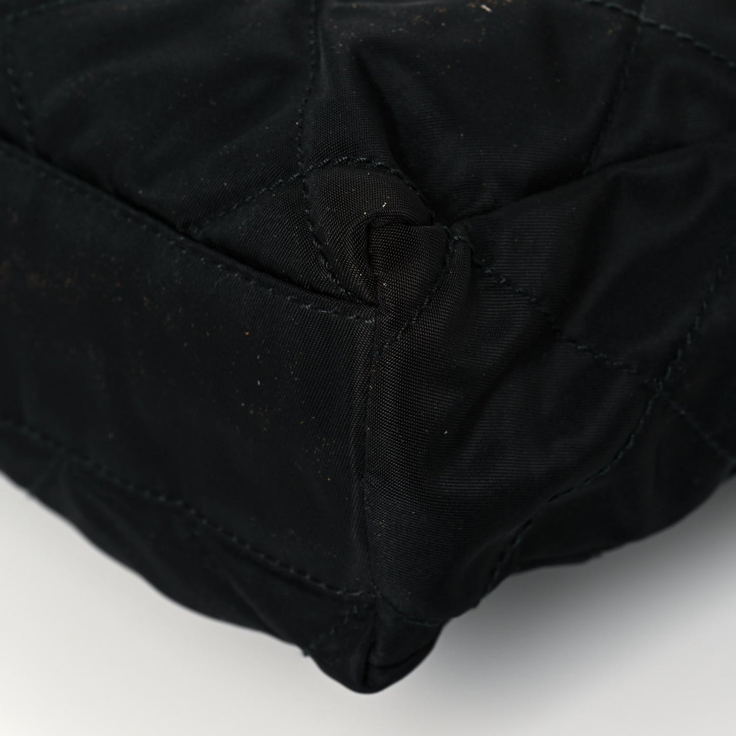 Nylon Tessuto Impuntu Quilted Flap Shoulder Bag Black