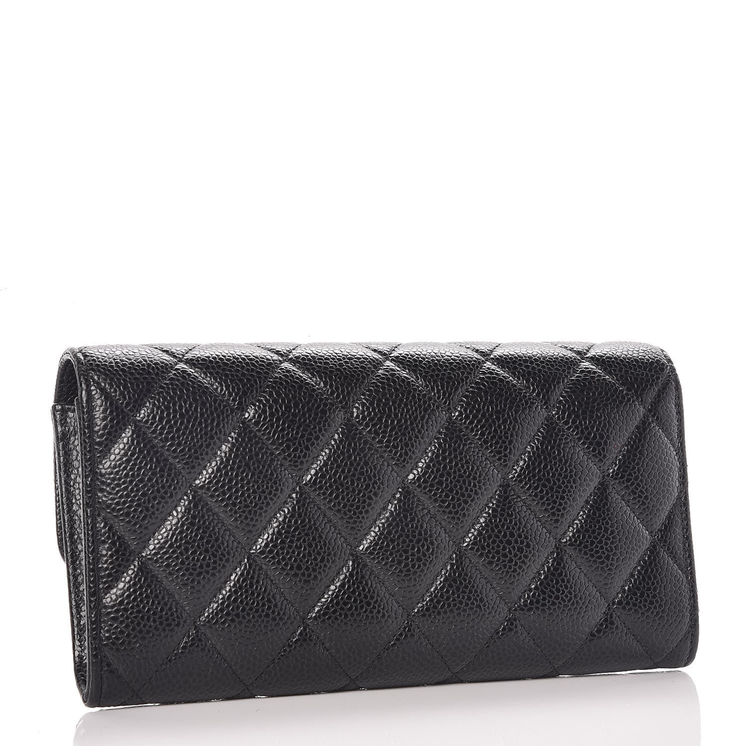 Chanel Caviar Quilted Large Gusset Flap Wallet Black 2 of 8