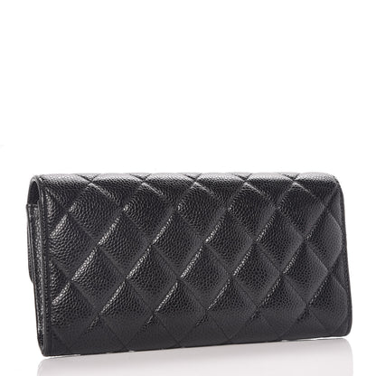 Chanel Caviar Quilted Large Gusset Flap Wallet Black 2 of 8