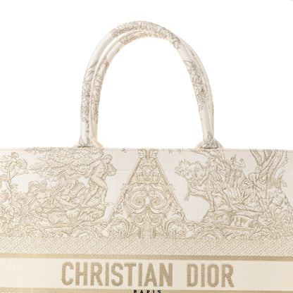 Christian Dior Canvas Embroidered Large Around The World Book Tote Gold 8 of 11