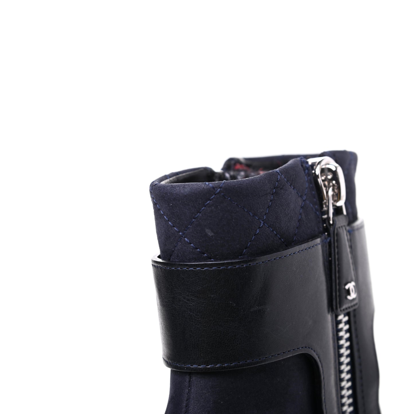 Calfskin Patent Cap Toe Short Ankle Boots 36 Navy Black