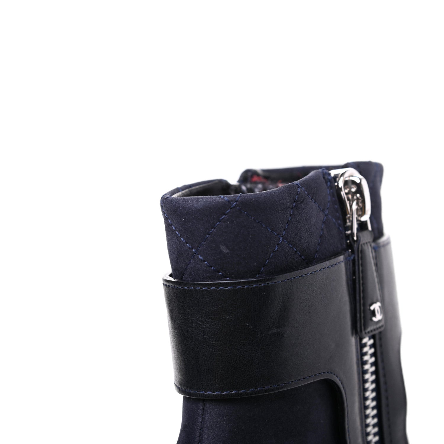 Chanel Calfskin Patent Cap Toe Short Ankle Boots 36 Navy Black 10 of 10