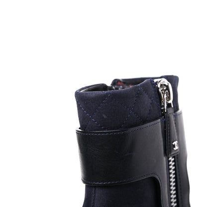 Chanel Calfskin Patent Cap Toe Short Ankle Boots 36 Navy Black 10 of 10