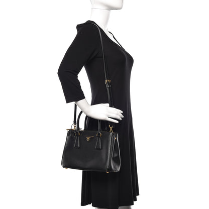 Prada Saffiano Mini Galleria Double Zip Tote Black 2 of 9