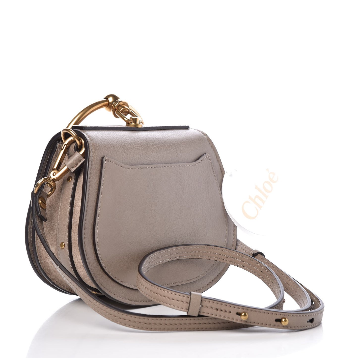 Calfskin Suede Small Nile Bracelet Bag Motty Grey