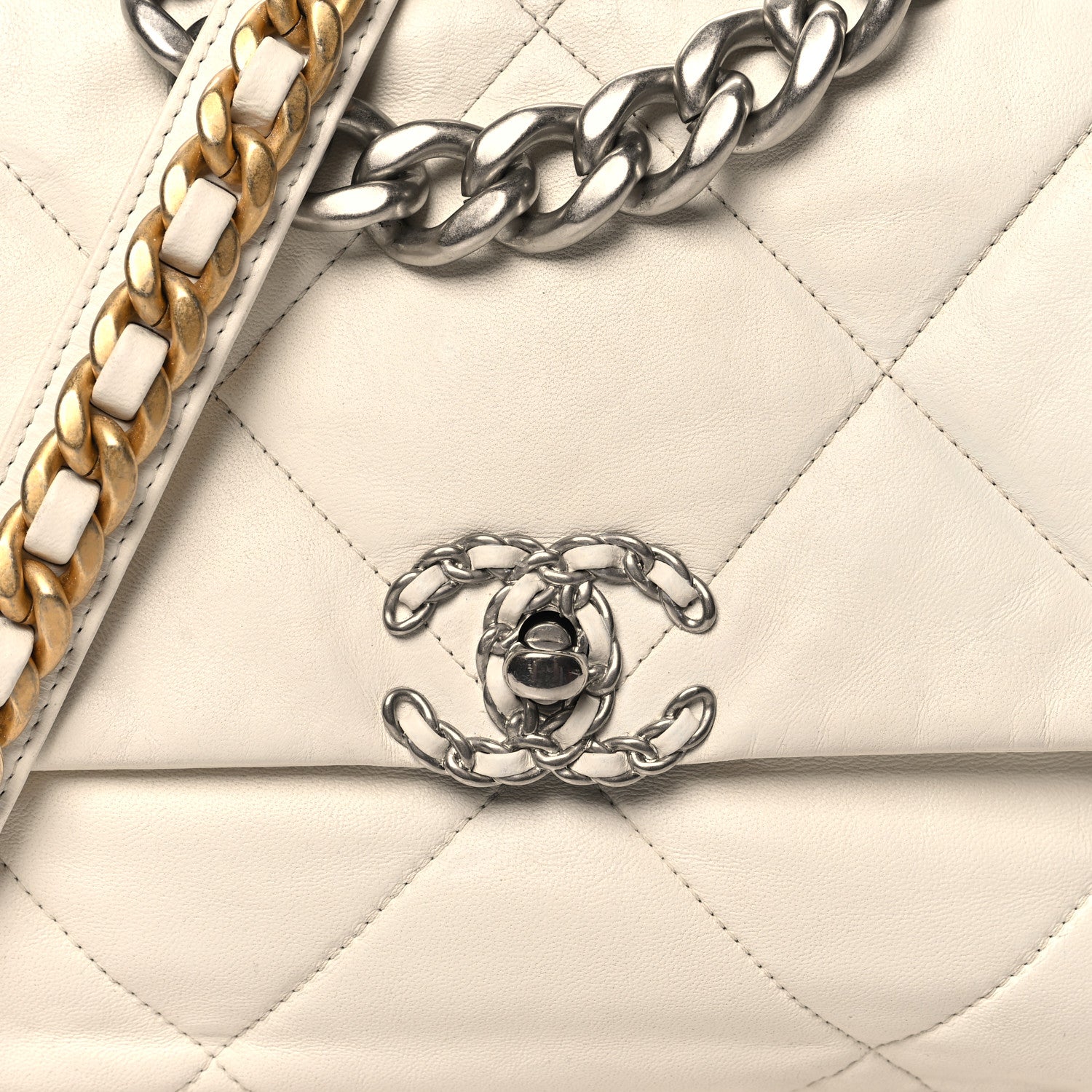 Chanel Goatskin Quilted Large 19 Flap White 8 of 14