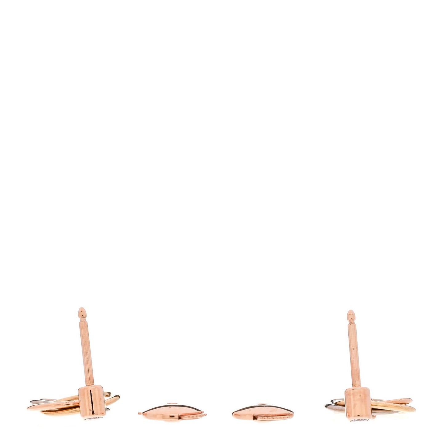 18K Pink Yellow White Gold Diamond Trinity Drop Earrings