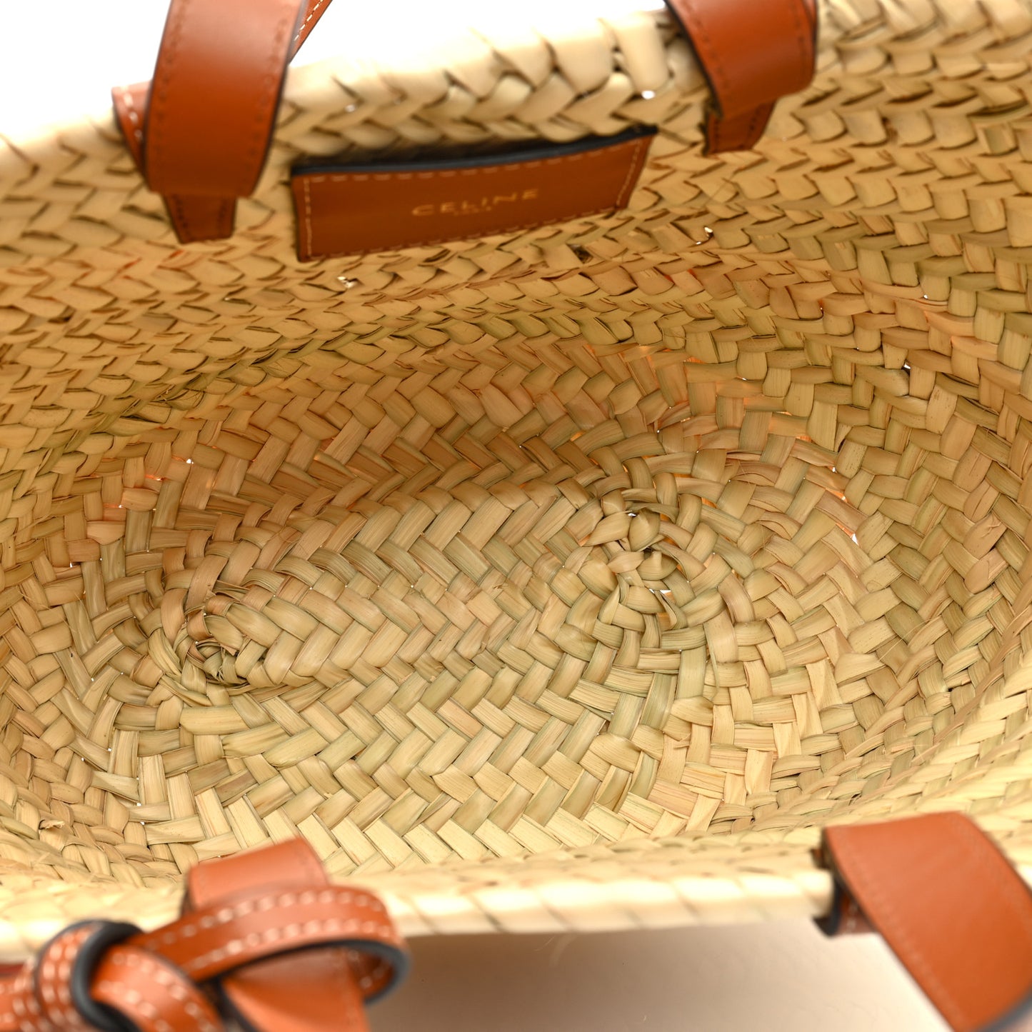 Raffia Calfskin Triomphe Teen Panier Tan