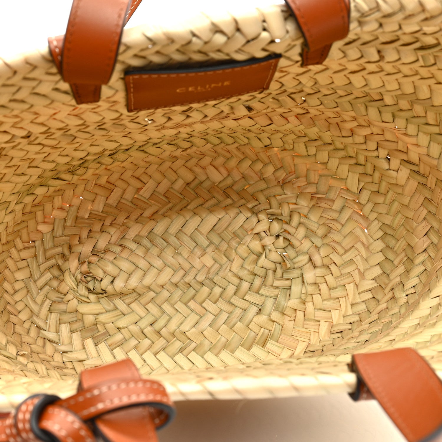 Celine Raffia Calfskin Triomphe Teen Panier Tan 5 of 8